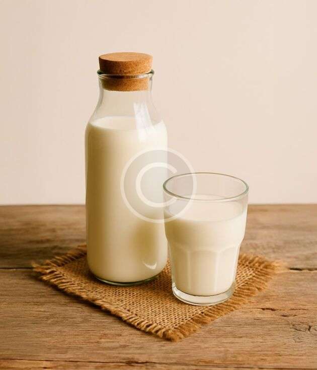 Glass milk bottle with cork