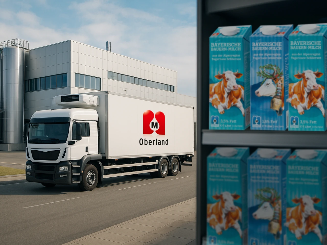 Ein LKW verlässt das Firmengeländer von Oberland eG